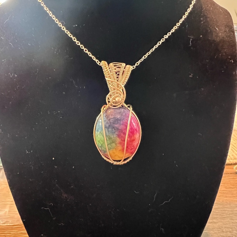 #10 Rainbow Dyed Agate in Sterling Silver